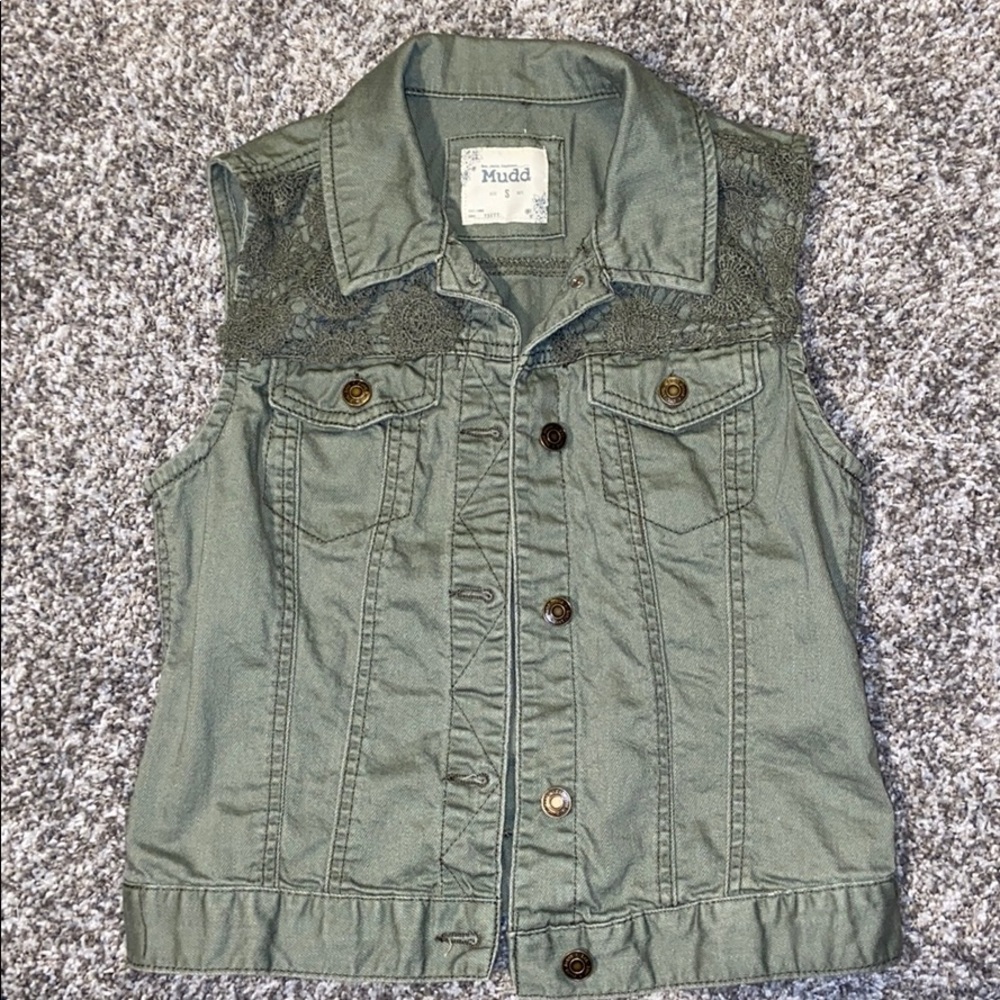 MUDD Denim green vest, size small